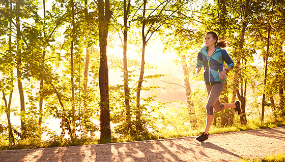 woman running on a trail