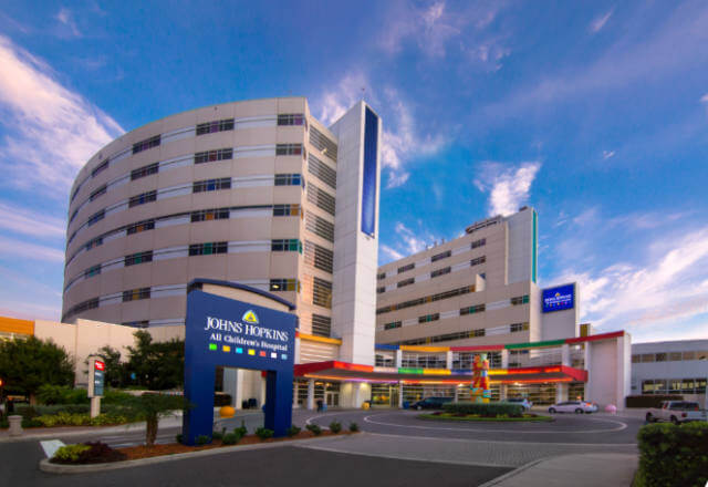 Johns Hopkins All Children's Hospital exterior view of front.