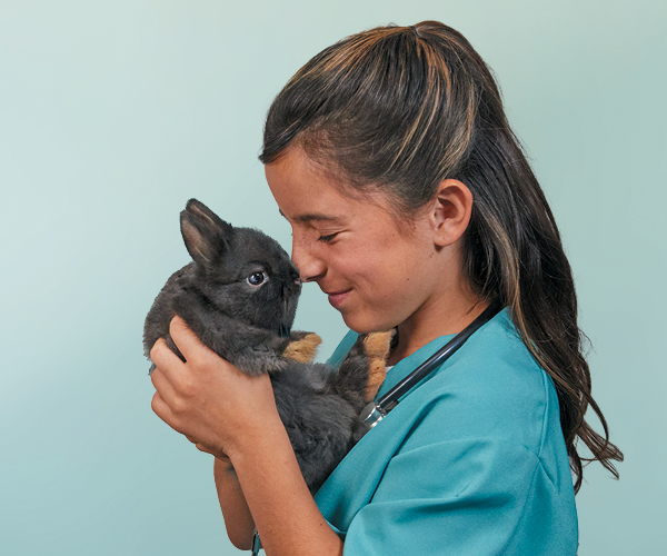 Sophia with a bunny