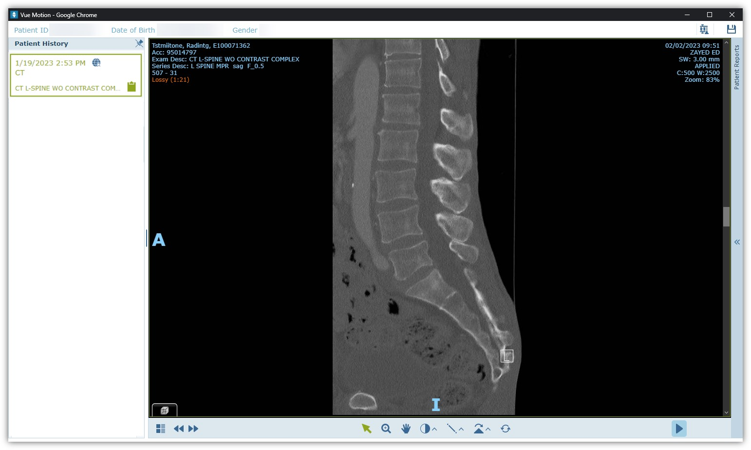 Screenshot of medical image